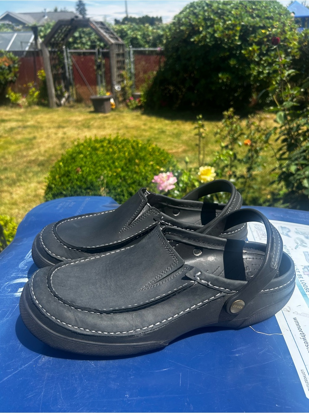 Crocs Yokun Men's Black Leather Slingback Casual Shoes Size M13